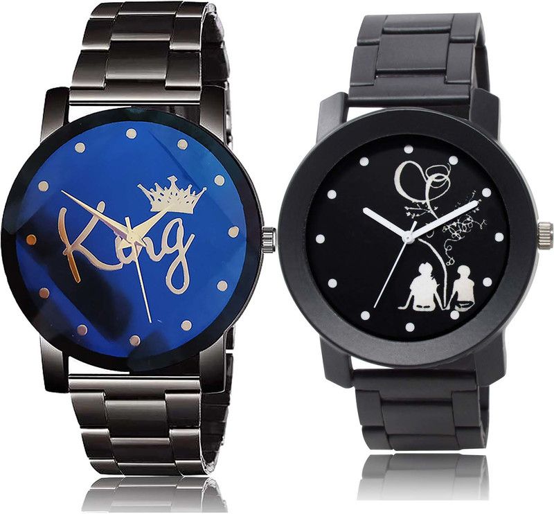 combo watch Analog Watch - For Boys New Casual King Chain And Couple Love Chain Combo Watch For Boys And Men - BC11-BO53