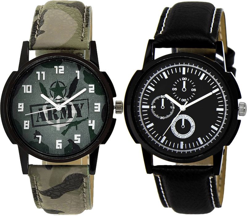 combo watch Analog Watch - For Girls New Wrist Army Analogue Green And Black Color Boys And Men Watch - B21-BL46.13 (Combo Of 2 )