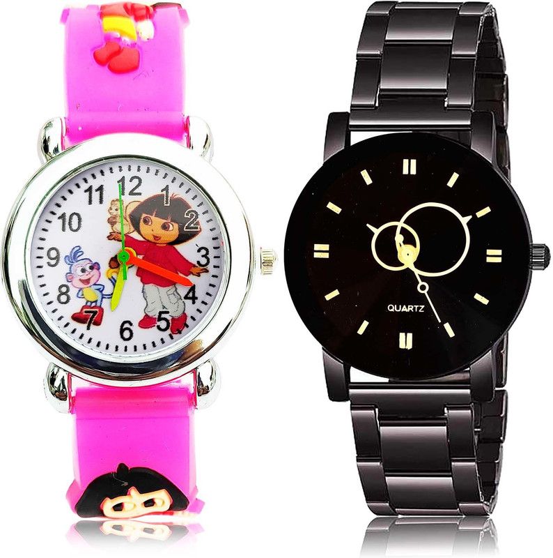 combo watch Analog Watch - For Girls Best Fancy Dora The Explorer Kids And Crystal Shape Glass 2 Watch Combo For Girls And Women - GC192-G521