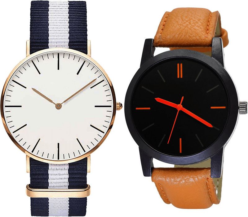 combo watch Analog Watch - For Girls Brand New Rich Analogue Blue And Brown Color Boys And Men Watch - B109-B112 (Combo Of 2 )