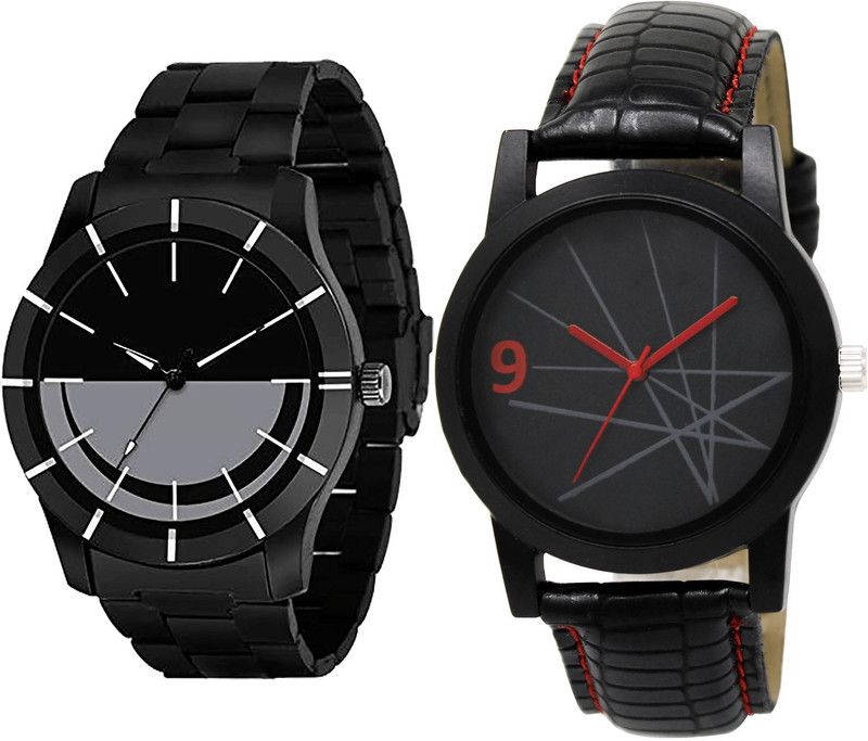 combo watch Analog Watch - For Girls New Gift Analogue Black Color Boys And Men Watch - B108-BL46.8 (Combo Of 2 )