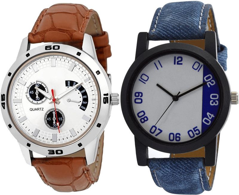 combo watch Analog Watch - For Girls Treading Gift Analogue Brown And Blue Color Boys And Men Watch - B52-B40 (Combo Of 2 )