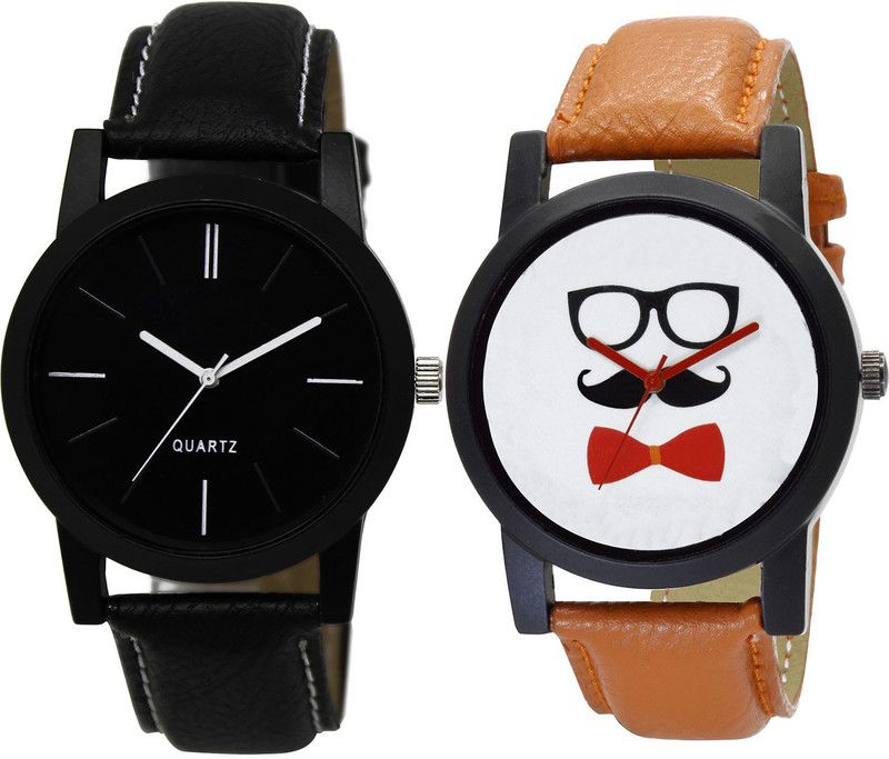 combo watch Analog Watch - For Girls Modish Analogue Love Dad And Beard Style Analogue Black And Brown Color Boys And Men Watch - BL46.5-B53 (Combo Of 2 )