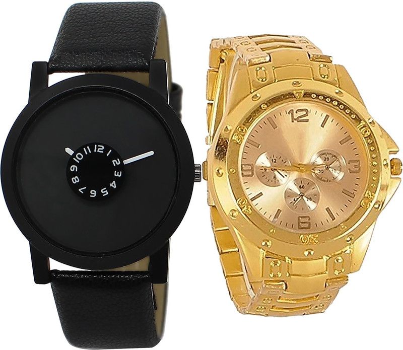combo watch Analog Watch - For Girls Best Quartz Analogue Black And Gold Color Boys And Men Watch - BL46.25-B71 (Combo Of 2 )