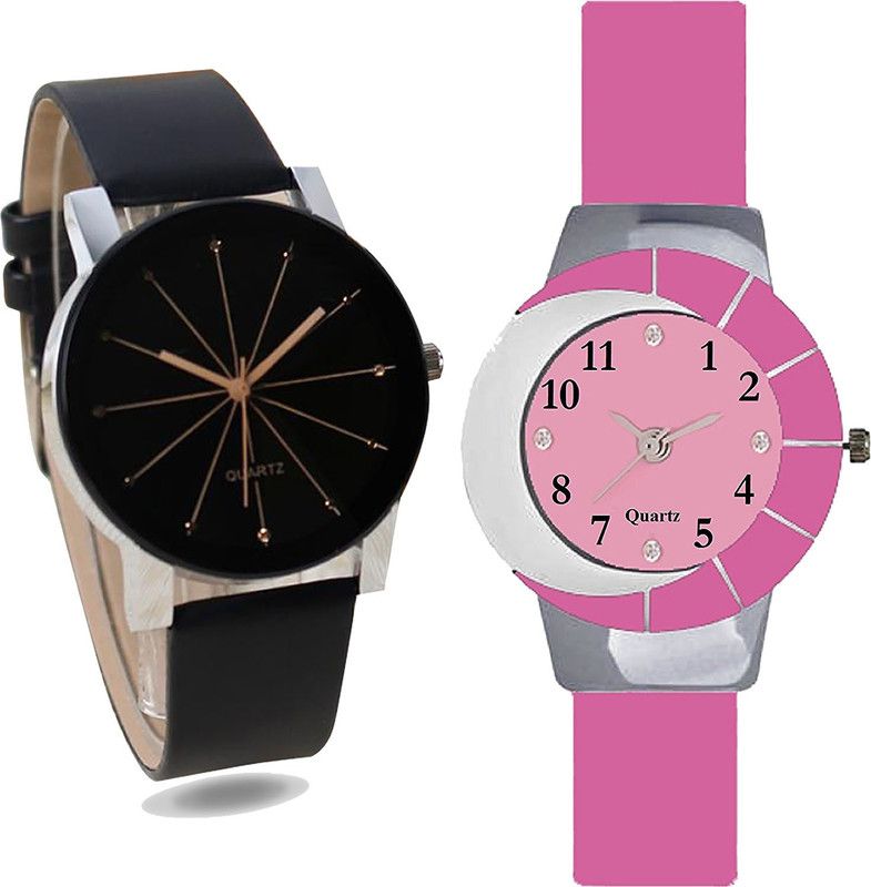combo watch Analog Watch - For Girls Treading 3D Design Analogue Black And Pink Color Girls And Women Watch - G174-G9 (Combo Of 2 )