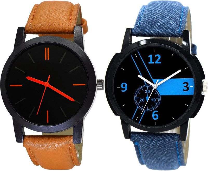 combo watch Analog Watch - For Girls Best Rich Analogue Brown And Blue Color Boys And Men Watch - B112-B7 (Combo Of 2 )