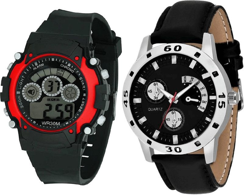 combo watch Analog Watch - For Girls Contemporary Technology Kids Analogue Black Color Boys And Men Watch - B5-B58 (Combo Of 2 )