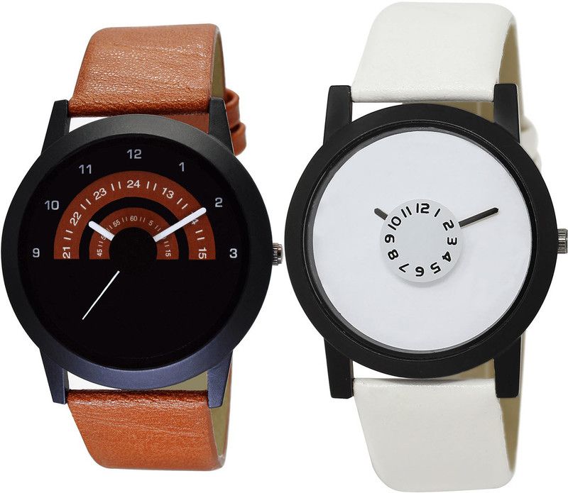 combo watch Analog Watch - For Girls Treading 3D Design Analogue Brown And White Color Boys And Men Watch - B46-BL46.26 (Combo Of 2 )