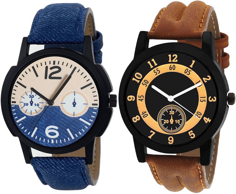 combo watch Analog Watch - For Girls Modern Style Analogue Blue And Brown Color Boys And Men Watch - B10-B14 (Combo Of 2 )