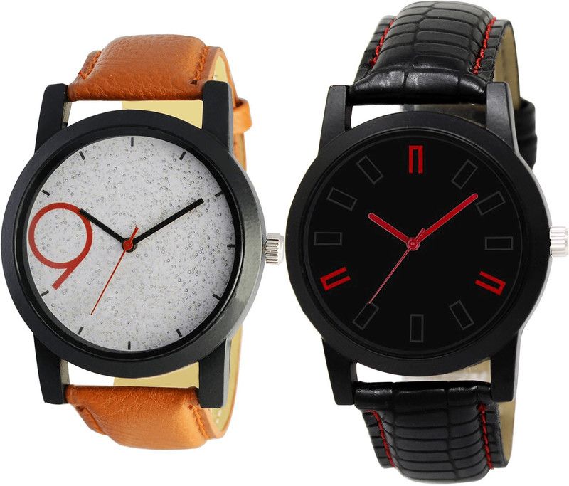 combo watch Analog Watch - For Girls Brand New Fancy Analogue Brown And Black Color Boys And Men Watch - B33-B28 (Combo Of 2 )