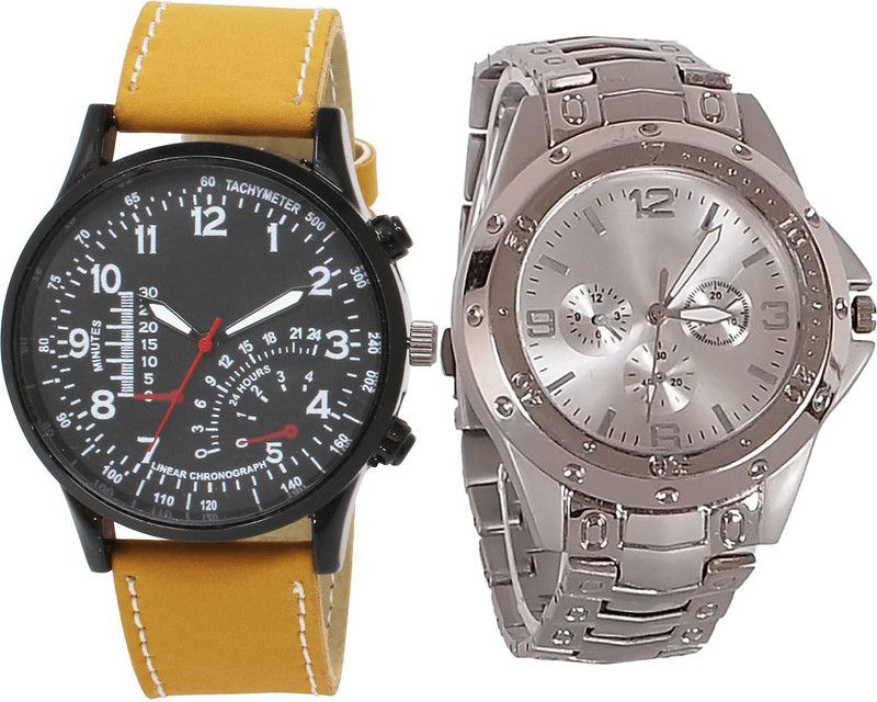 combo watch Analog Watch - For Girls Modish Professional Analogue Brown And Silver Color Boys And Men Watch - B42-B72 (Combo Of 2 )