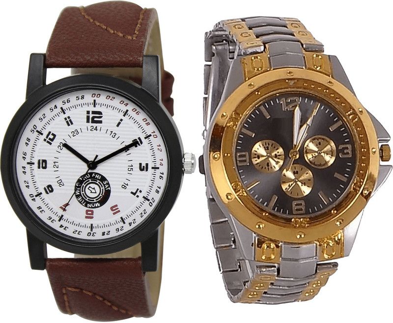 combo watch Analog Watch - For Girls Quartz Analogue Brown And Silver Color Boys And Men Watch - BL46.11-B76 (Combo Of 2 )