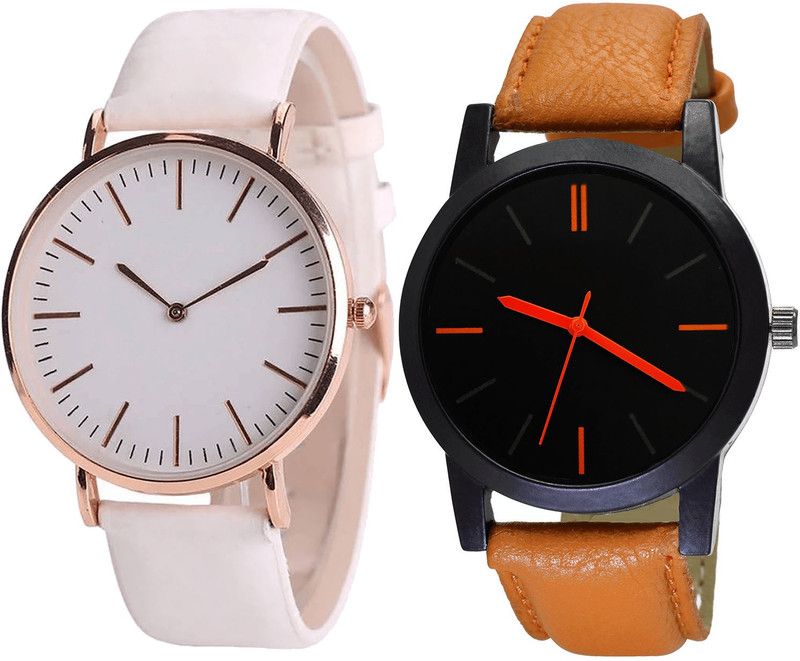 combo watch Analog Watch - For Boys & Girls Modern Analogue Analogue White And Brown Color Boys And Men Watch - B63-B112 (Combo Of 2 )