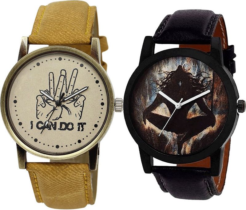combo watch Analog Watch - For Girls Brand New Exclusive I Cand Do It And Mahadev Analogue Brown And Black Color Boys And Men Watch - BL46.30-B24 (Combo Of 2 )