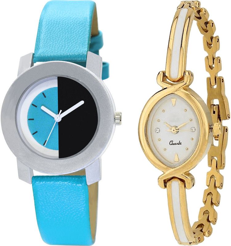 combo watch Analog Watch - For Girls Classical Valentine Analogue Blue And Gold Color Girls And Women Watch - G274-G123 (Combo of 2 )