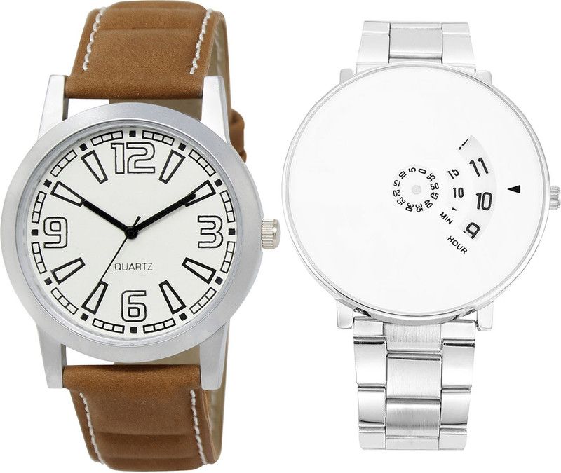 combo watch Analog Watch - For Men Modish Formal Analogue Brown And Silver Color Boys And Men Watch - BL46.15-B82 (Combo Of 2 )