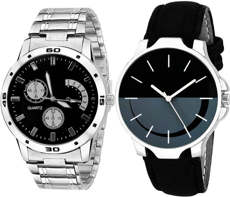 combo watch Analog Watch - For Girls Brand New Quartz Analogue Silver And Black Color Boys And Men Watch - B83-B111 (Combo Of 2 )