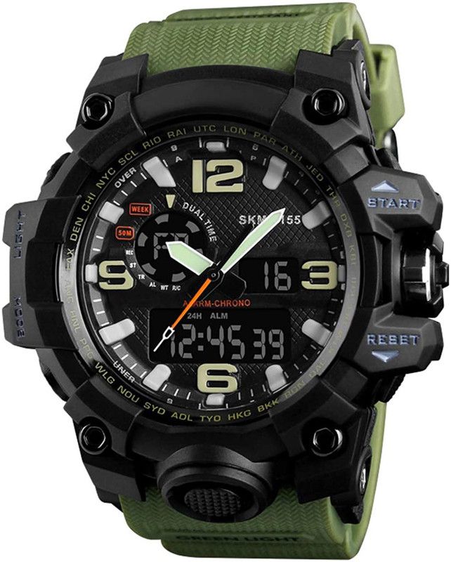 Rich Looking Premium Quality Sport Watch Analog-Digital Watch - For Boys GREEN ANALOGE