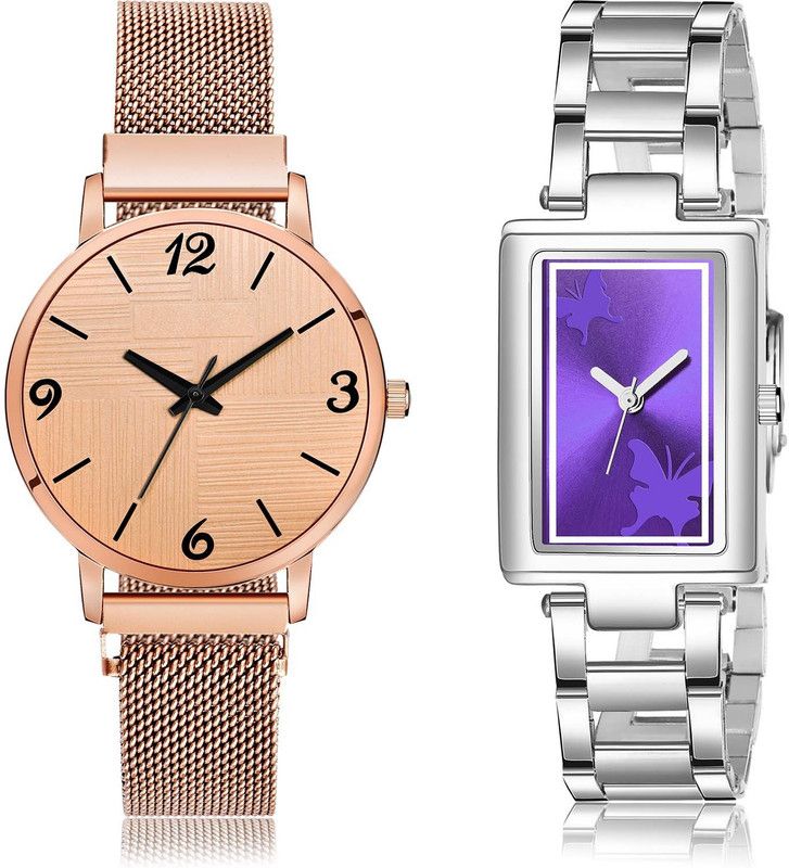 combo watch Analog Watch - For Girls Modern Style Magnet Chain And Chain 2 Watch Combo For Girls And Women - GM223-GM214