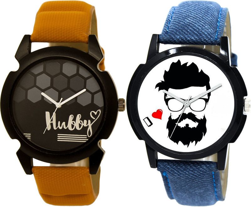combo watch Analog Watch - For Girls Contemporary High Quality Hubby And Beard Style Analogue Brown And Blue Color Boys And Men Watch - BL46.32-B12 (Combo Of 2 )