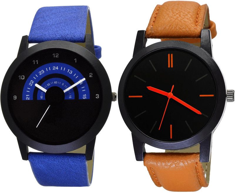 combo watch Analog Watch - For Girls Contemporary Fashionable Analogue Blue And Brown Color Boys And Men Watch - B47-B112 (Combo Of 2 )