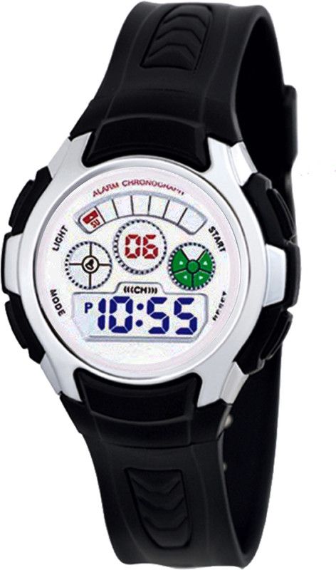 Alarm,WaterProof,Stopwatch,MultiColor Light Digital Watch - For Boys & Girls EF20-BLACK