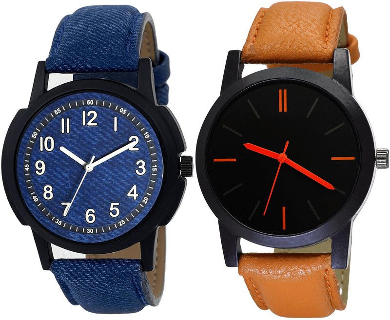 combo watch Analog Watch - For Girls Brand New Fancy Analogue Blue And Brown Color Boys And Men Watch - B8-B112 (Combo Of 2 )