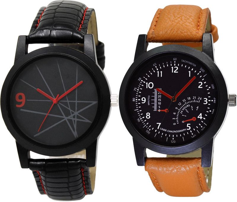 combo watch Analog Watch - For Girls Latest Rich Analogue Black And Brown Color Boys And Men Watch - BL46.8-B29 (Combo Of 2 )
