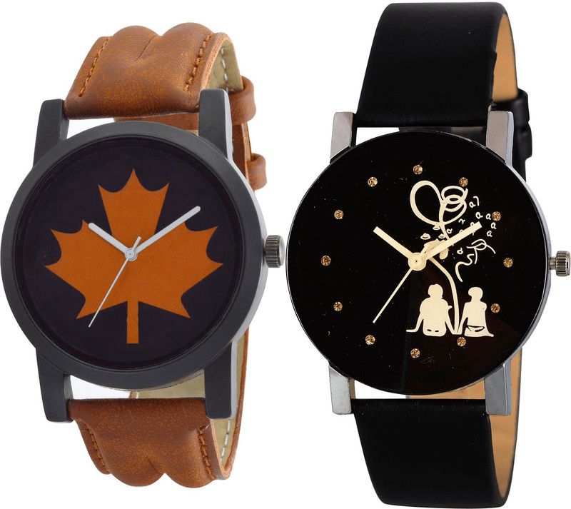 combo watch Analog Watch - For Girls Treading Collection Couple Love Analogue Brown And Black Color Boys And Men Watch - B34-B138 (Combo Of 2 )
