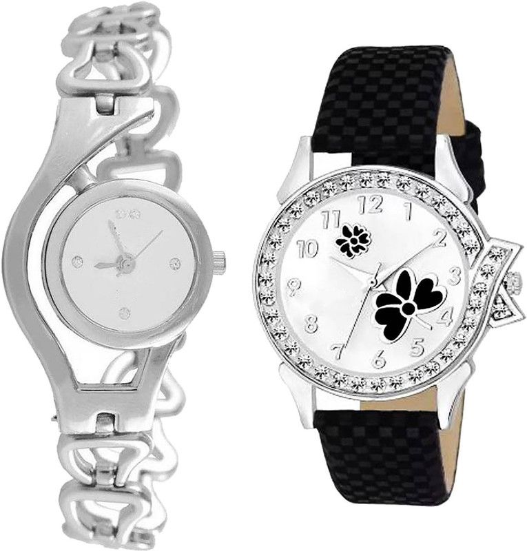combo watch Analog Watch - For Girls Latest Italian Designer Chain Flower Silver G70-G126