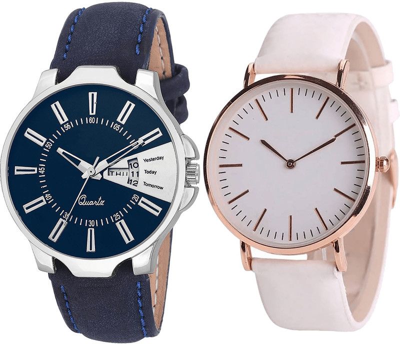 combo watch Analog Watch - For Girls Classical Model Day And Date Analogue Blue And White Color Boys And Men Watch - BL46.23-B63 (Combo Of 2 )