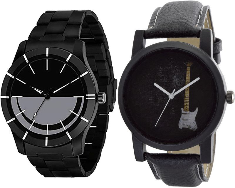 combo watch Analog Watch - For Girls Modish 3D Design Guitar Analogue Black Color Boys And Men Watch - B108-B35 (Combo Of 2 )