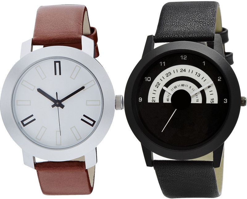 combo watch Analog Watch - For Girls Diwali Analogue Brown And Black Color Boys And Men Watch - B44-B48 (Combo Of 2 )