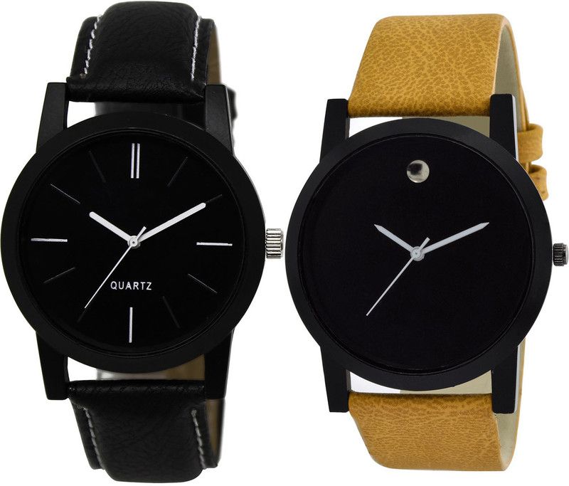 combo watch Analog Watch - For Girls Modish Diwali Love Dad Analogue Black And Brown Color Boys And Men Watch - BL46.5-B59 (Combo Of 2 )