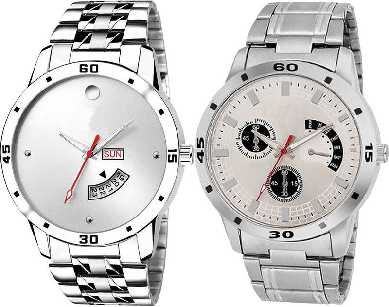 combo watch Analog Watch - For Girls New Professional Day And Date Analogue Silver Color Boys And Men Watch - BL46.103-BL46.101 (Combo Of 2 )