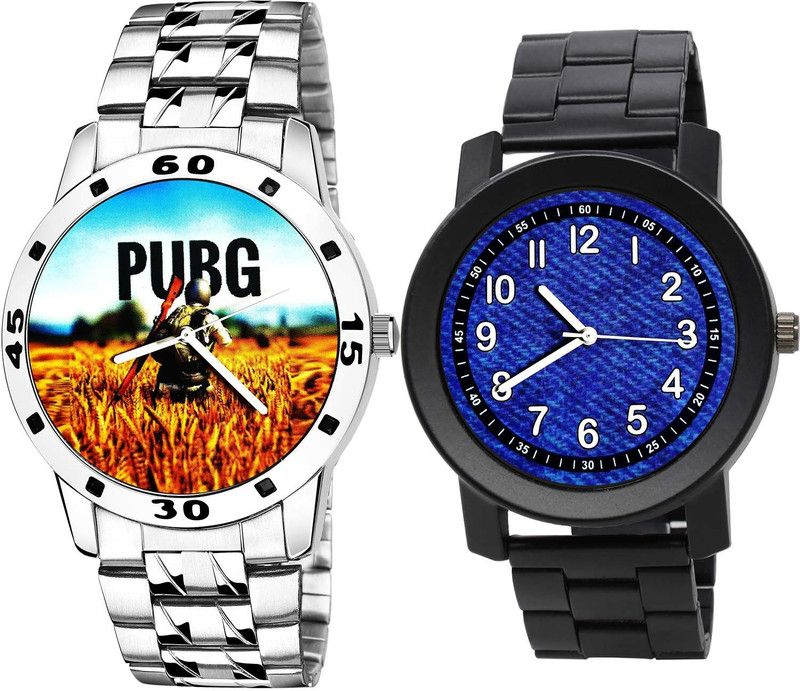 combo watch Analog Watch - For Boys Treading Traditional Pubg Military Army Chain Watch And Chain Watch Silver And Black Color Men Watch - B488-B796 (Combo Of 2 )
