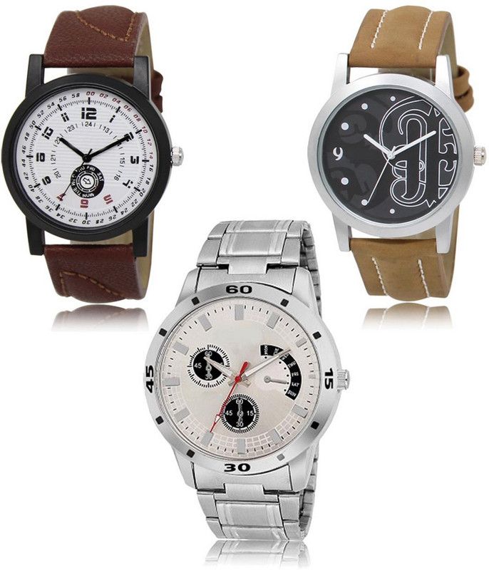 Stylish Attractive Professional Designer Combo Analog Watch - For Men LR-11-14-101 Hot Selling Premium Quality Collection Latest Set of 3