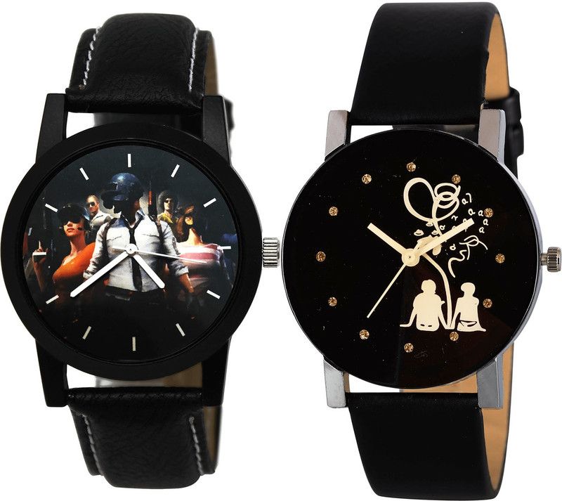 combo watch Analog Watch - For Men & Women Classical Diwali PUBG Military Army And Couple Love Analog Black Color Boys And Men Watch - B175-B138 (Combo Of 2 )