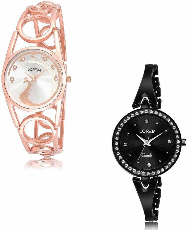 Analog Watch - For Women LR232-LR268 Silver-Black Peacock Design-Fancy Combo of 2