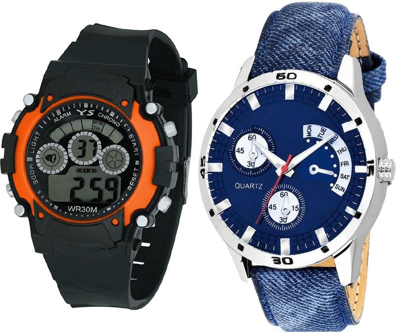combo watch Analog Watch - For Girls New Formal Kids Analogue Black And Blue Color Boys And Men Watch - B4-B57 (Combo Of 2 )