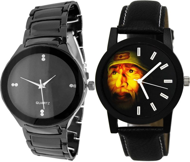 combo watch Analog Watch - For Girls Traditional Sai Baba Analogue Black Color Boys And Men Watch - B67-B123 (Combo Of 2 )