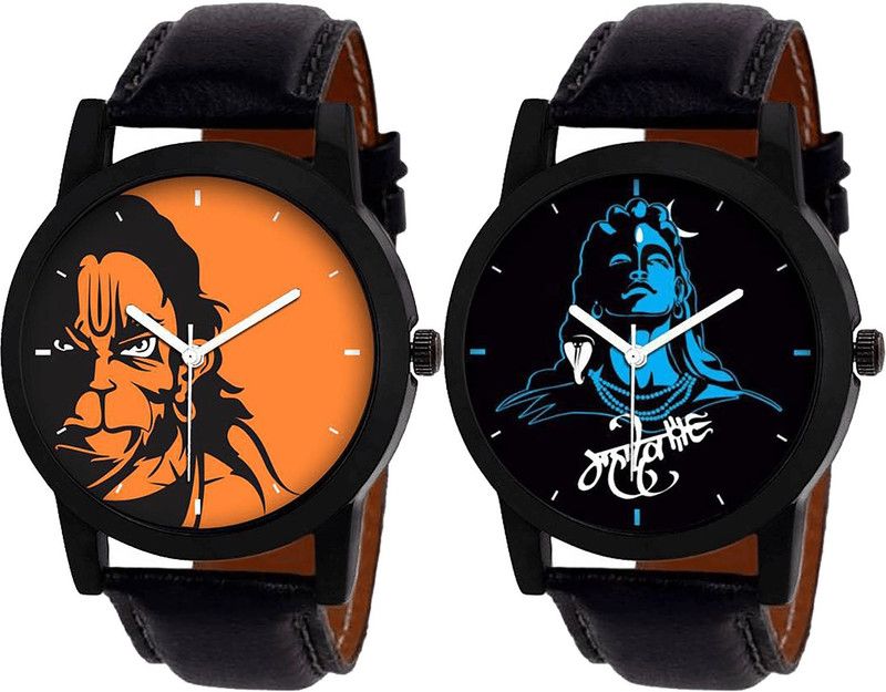 combo watch Analog Watch - For Girls Brand New Collegian Hanuman And Mahadev Analogue Black Color Boys And Men Watch - B26-B23 (Combo Of 2 )