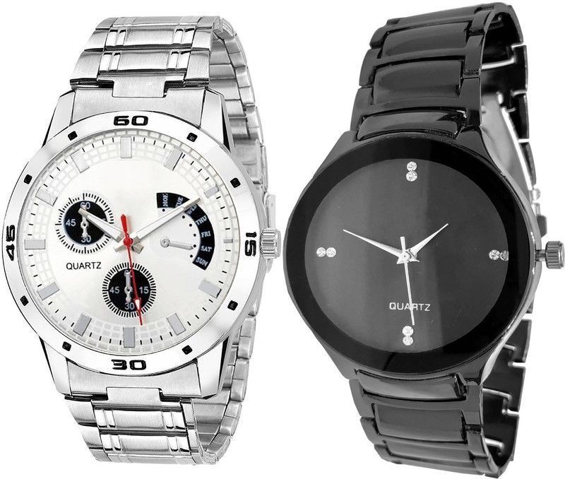 combo watch Analog Watch - For Girls Contemporary Fashion Analogue Silver And Black Color Boys And Men Watch - B85-B67 (Combo Of 2 )