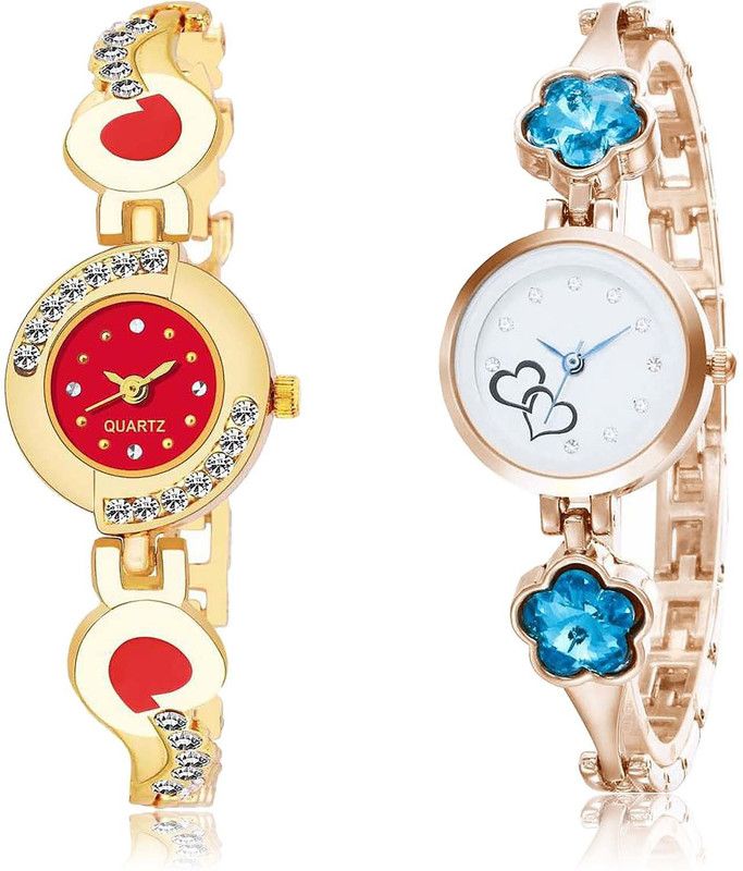 combo watch Analog Watch - For Women Classical Stylish Chain And Love Valentine Combo Watch For Girls And Women - G441-G435