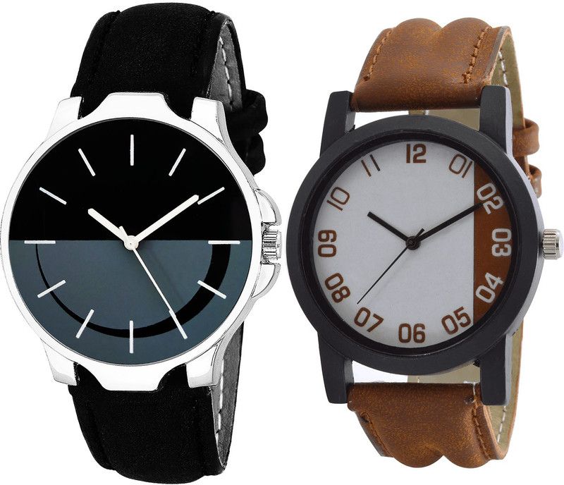 combo watch Analog Watch - For Girls Modern Diwali Analogue Black And Brown Color Boys And Men Watch - B111-B39 (Combo Of 2 )