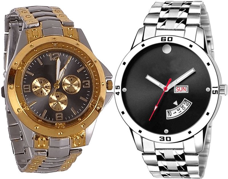 combo watch Analog Watch - For Girls New Collection Day And Date Analogue Silver Color Boys And Men Watch - B76-BL46.104 (Combo Of 2 )