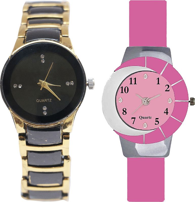 combo watch Analog Watch - For Girls Classical Technology Analogue Gold And Pink Color Girls And Women Watch - G208-G9 (Combo Of 2 )