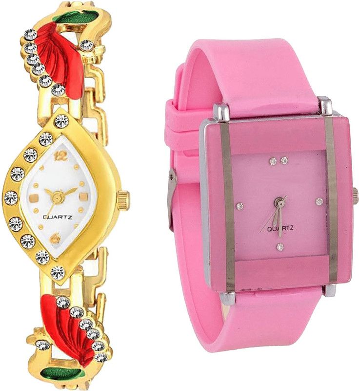 combo watch Analog Watch - For Girls Latest Tread Peacock Analogue Gold And Pink Color Girls And Women Watch - G116-G14 (Combo Of 2 )