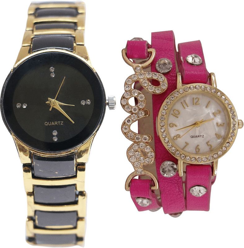 combo watch Analog Watch - For Girls Brand New Collegian Analogue Gold And Pink Color Girls And Women Watch - G208-G204 (Combo Of 2 )