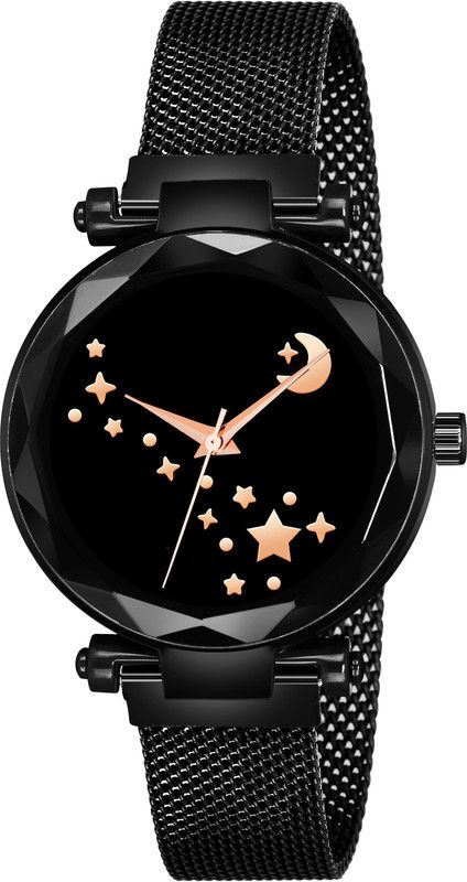 Analog Watch - For Girls New Fashion Idaka Chand Black dial Black Maganet Strap For Girl